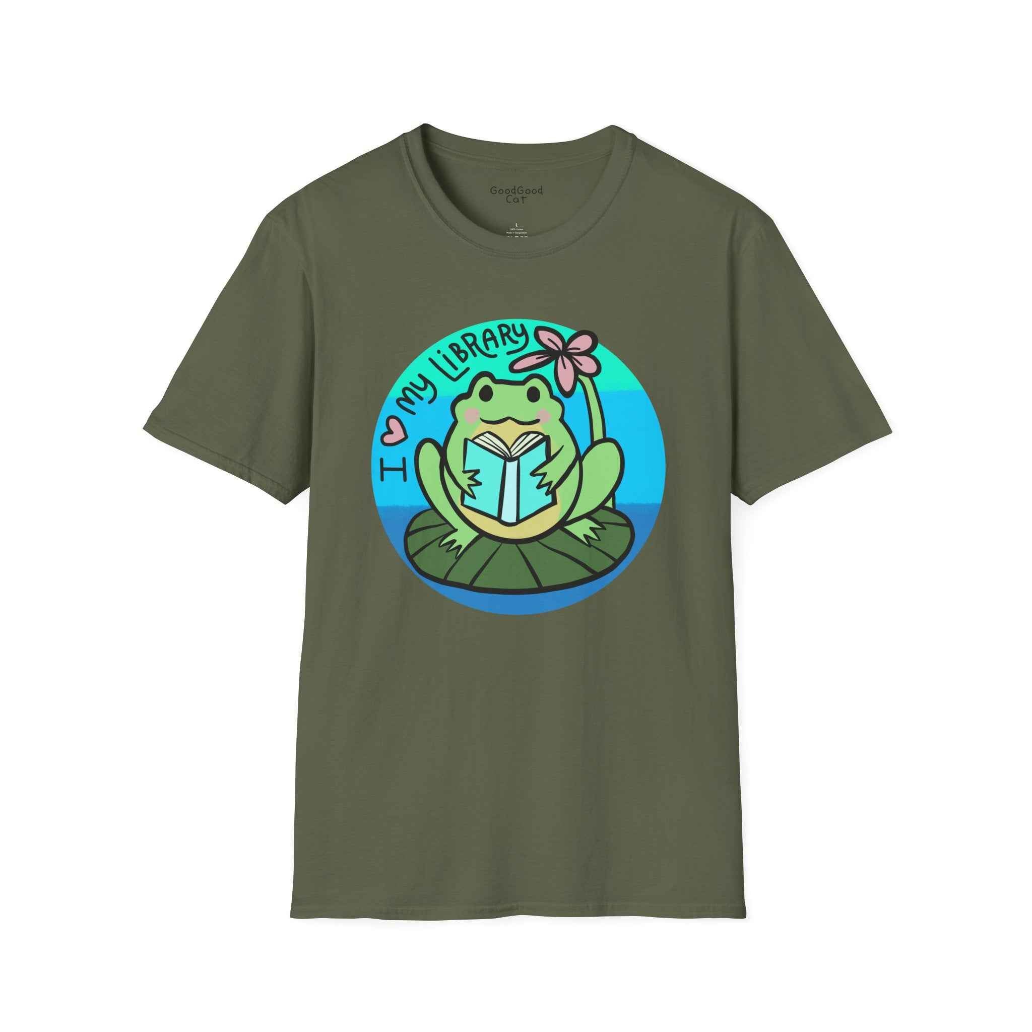 Softstyle 'I Love My Library' Unisex T-Shirt - Frog