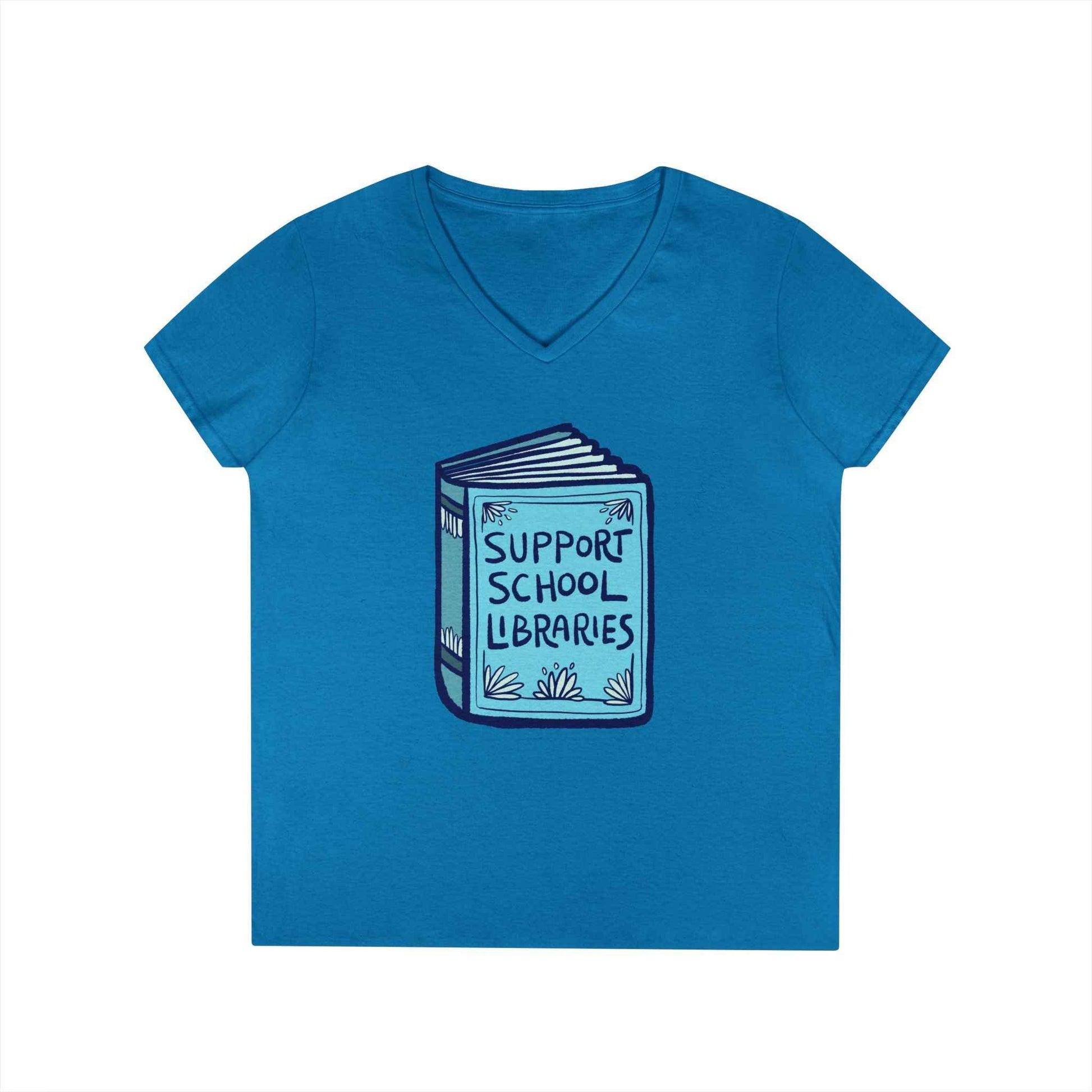 Support School Libraries V-Neck T-Shirt