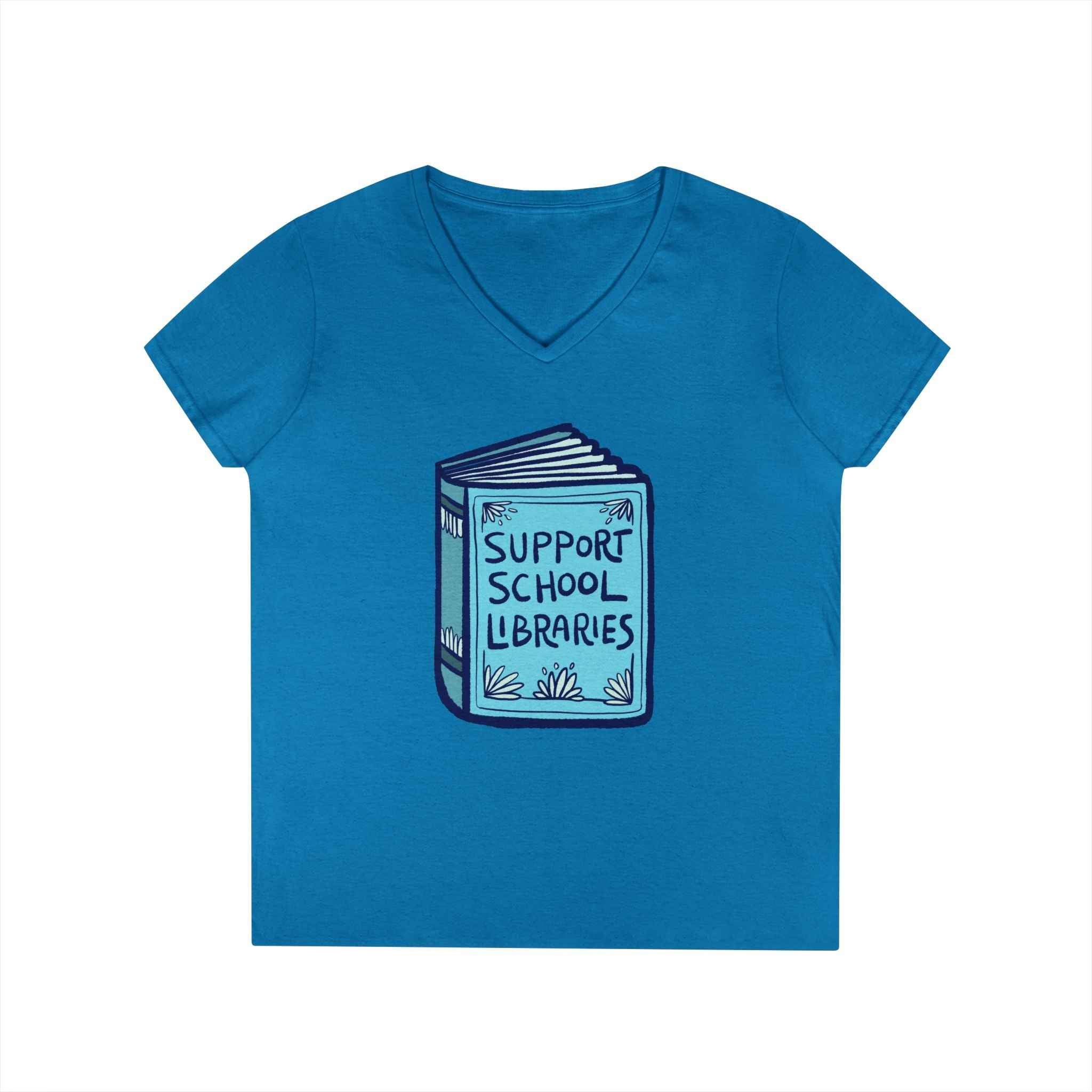 Support School Libraries V-Neck T-Shirt