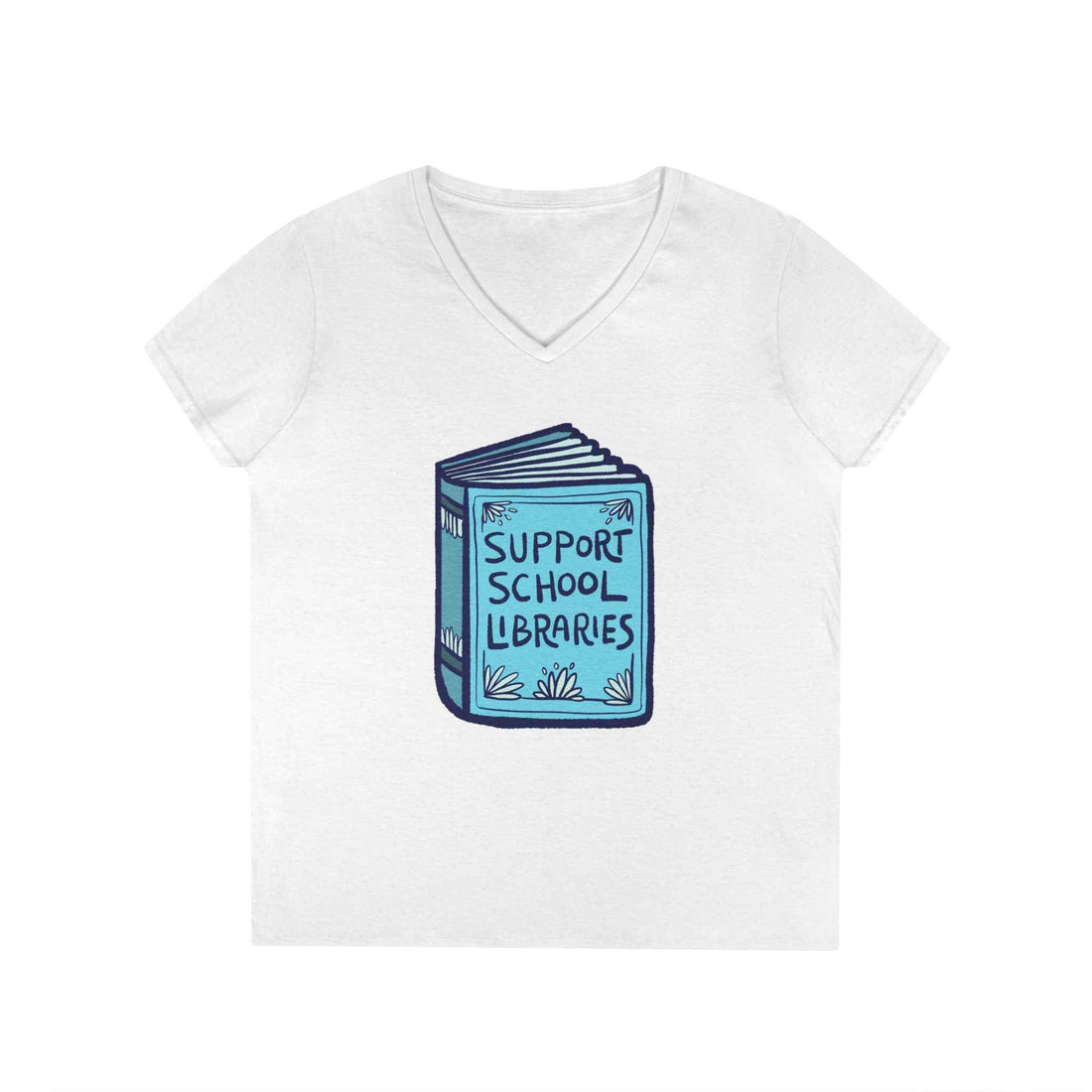 Support School Libraries V-Neck T-Shirt