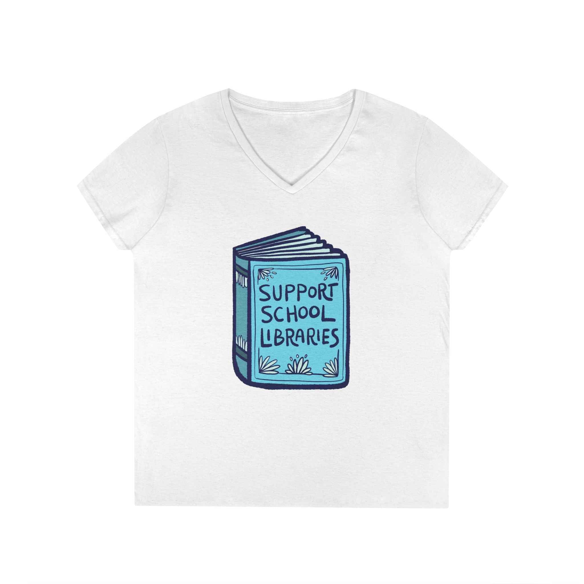 Support School Libraries V-Neck T-Shirt