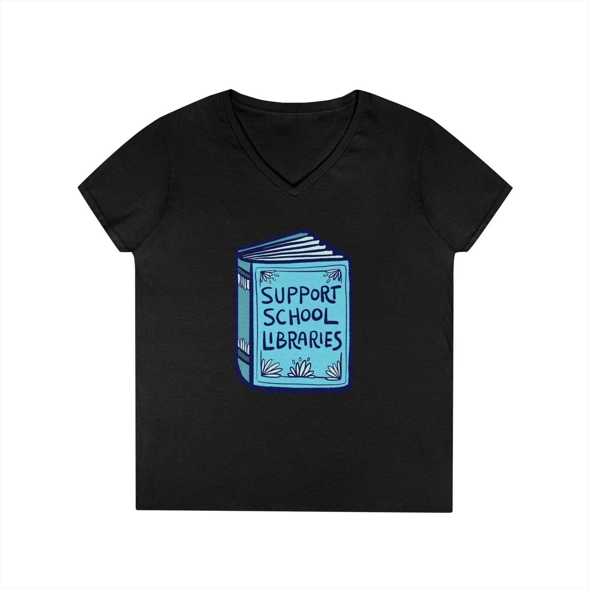 Support School Libraries V-Neck T-Shirt
