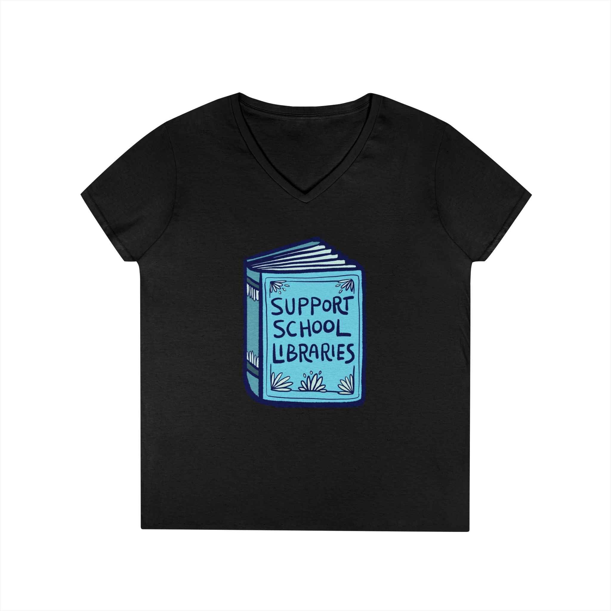 Support School Libraries V-Neck T-Shirt