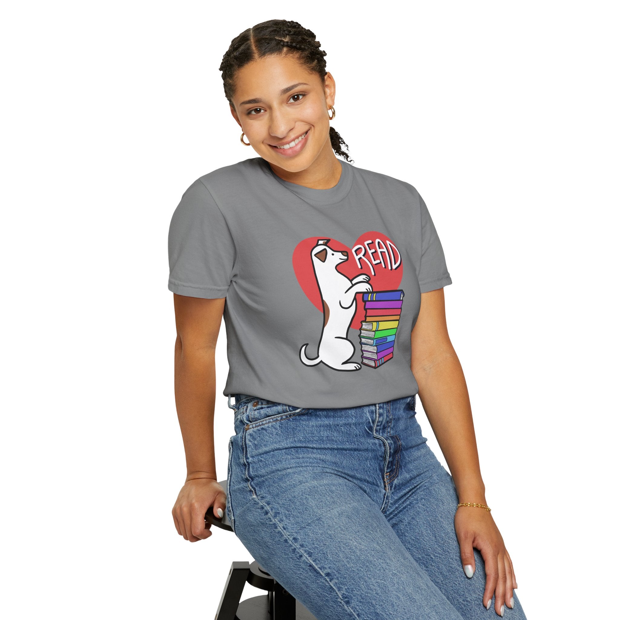 Bookish Dog Lover Tee, Read T-Shirt, Unisex Cotton Shirt, Gift for Readers, Literary Apparel, Cute Pet Lover Top