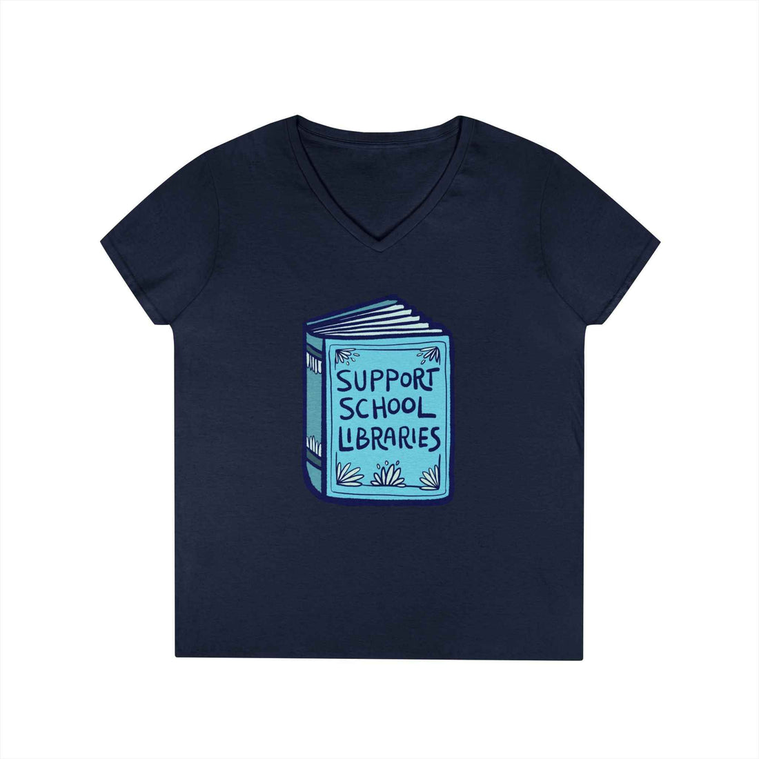 Support School Libraries V-Neck T-Shirt