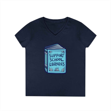Support School Libraries V-Neck T-Shirt