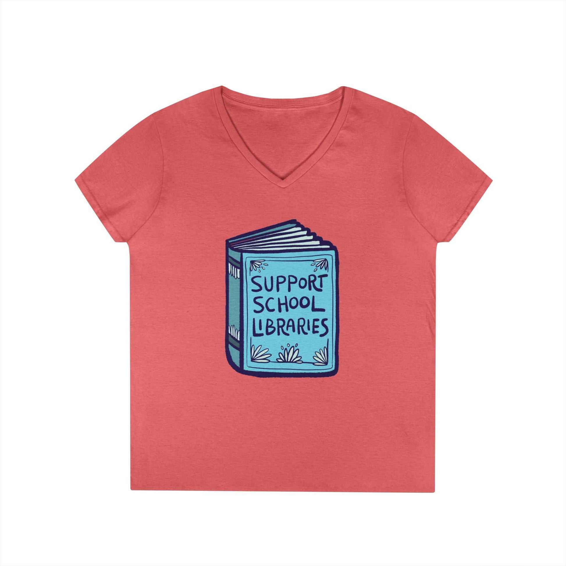 Support School Libraries V-Neck T-Shirt