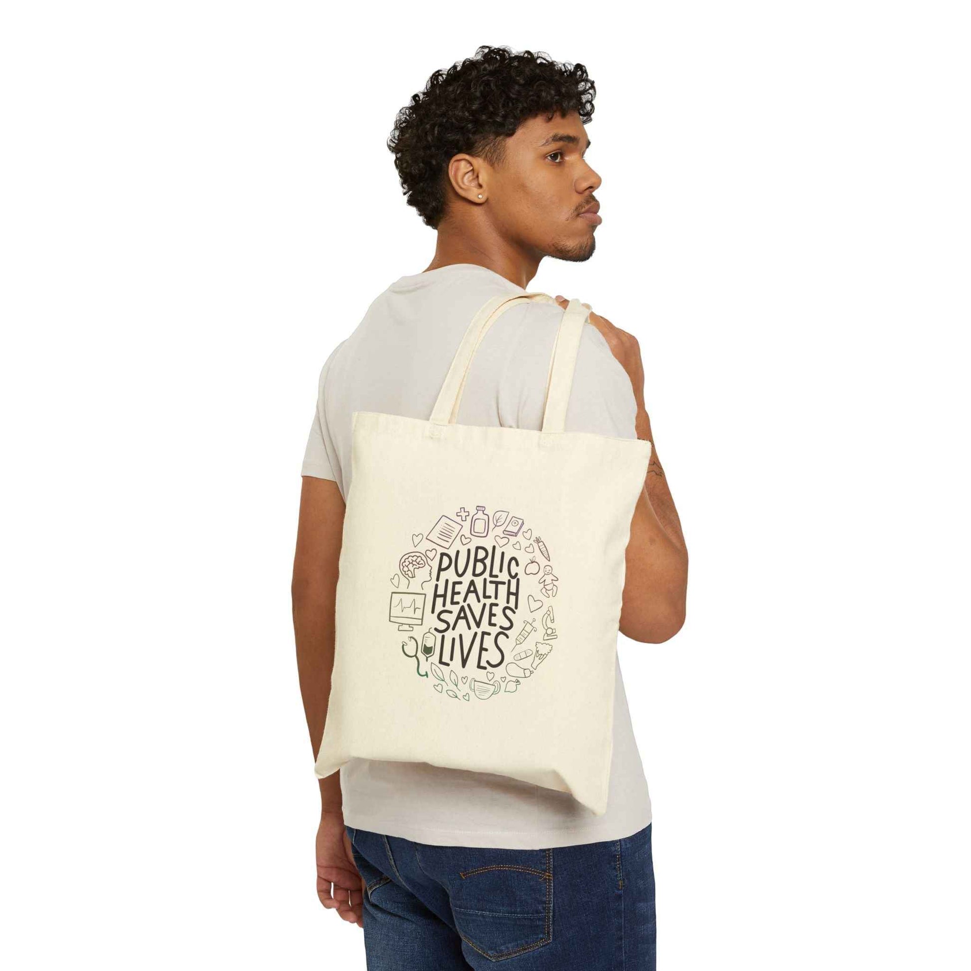 Public Health Saves Lives Cotton Canvas Tote Bag | Eco-Friendly Shopping Bag