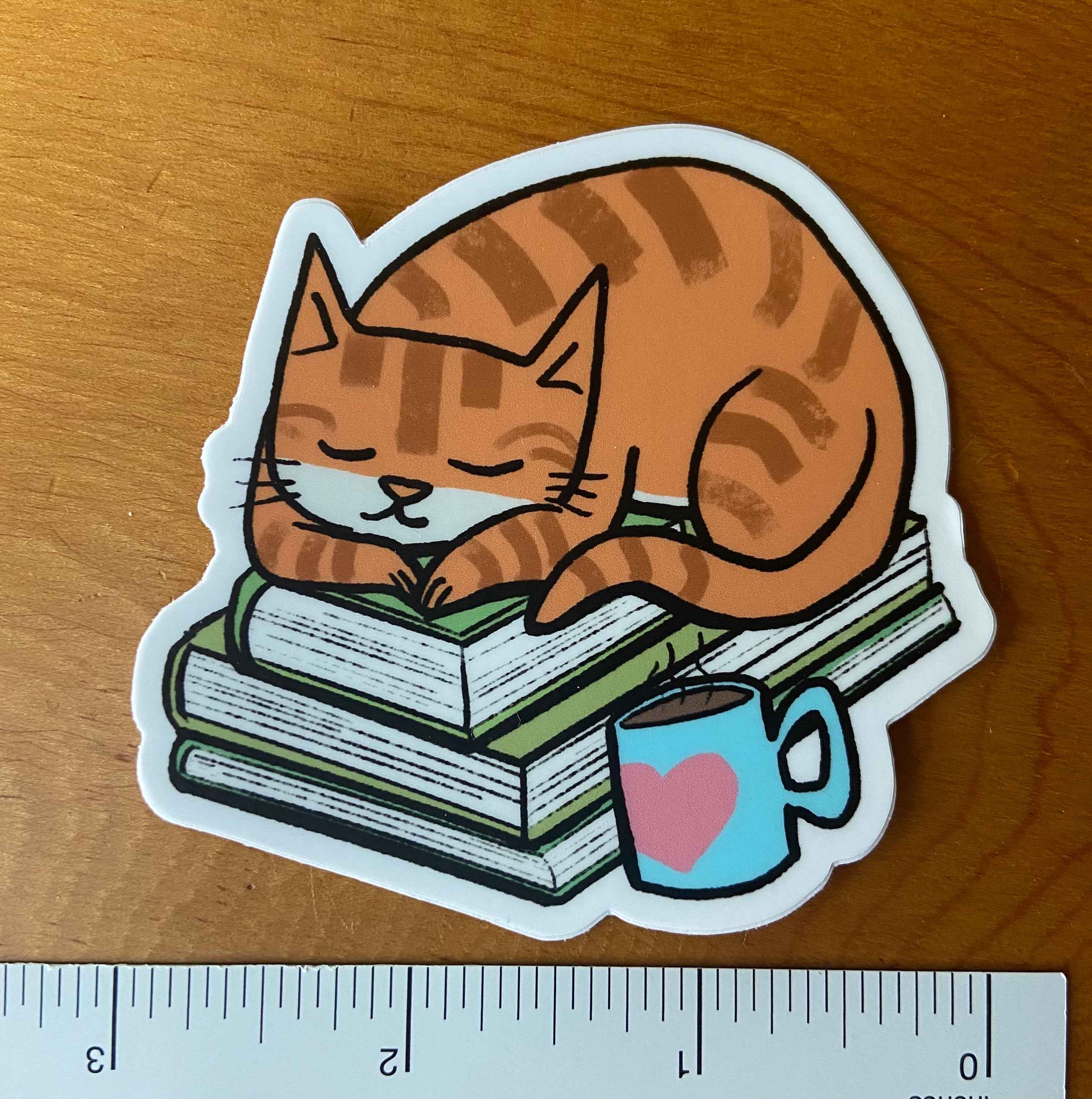 Orange Tabby Cat Sticker || Books || Library || Reading