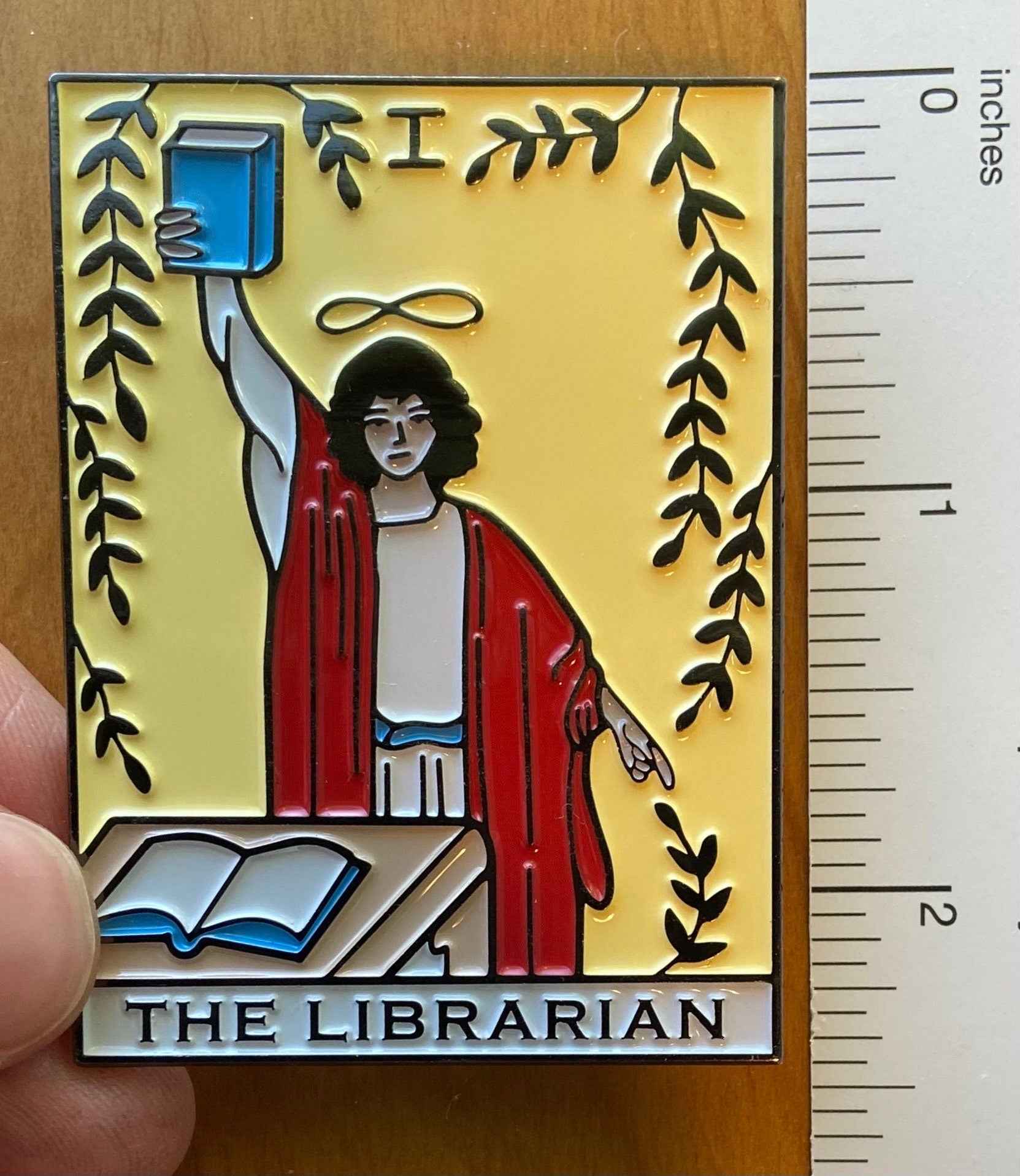 Oversized Librarian Tarot Enamel Pin: Statement Lapel Pin