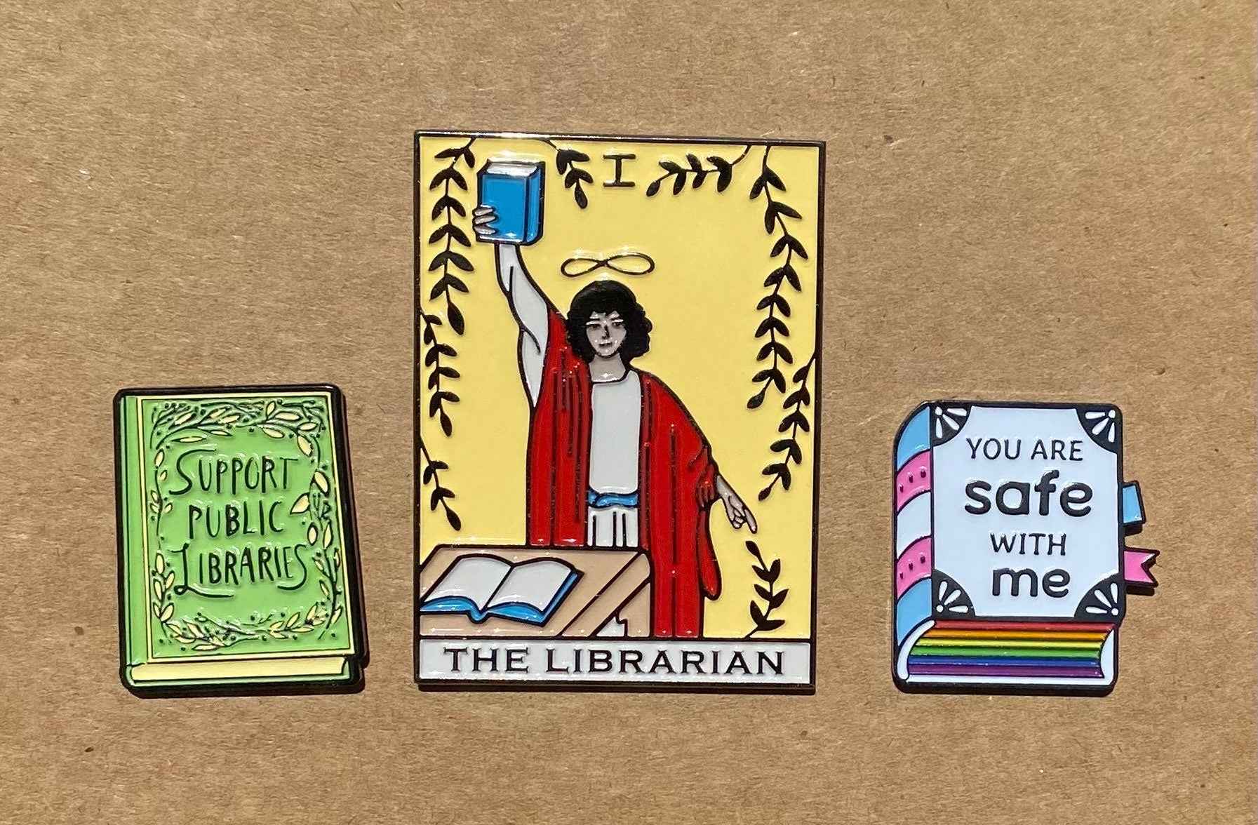 Oversized Librarian Tarot Enamel Pin: Statement Lapel Pin