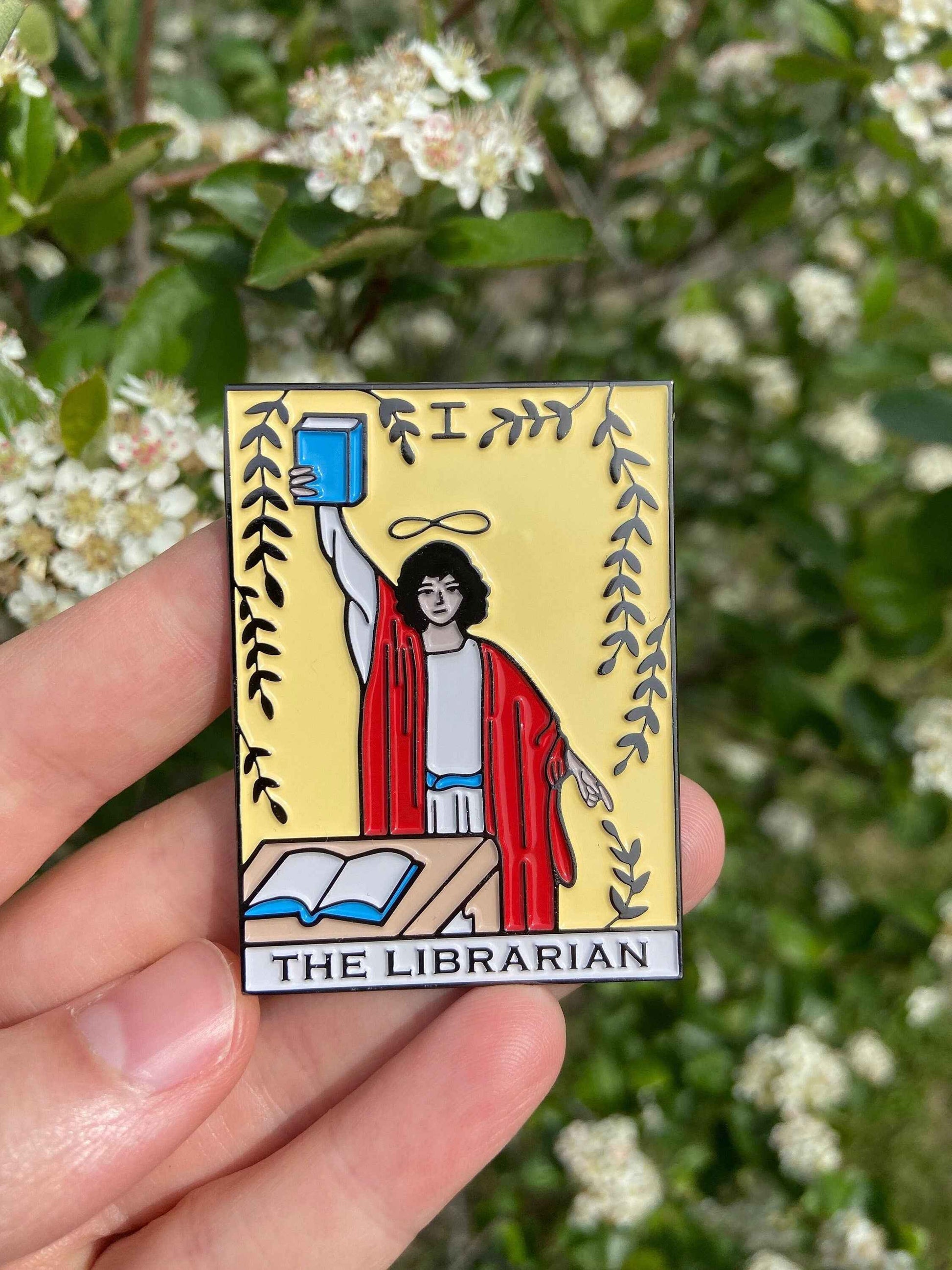 Oversized Librarian Tarot Enamel Pin: Statement Lapel Pin