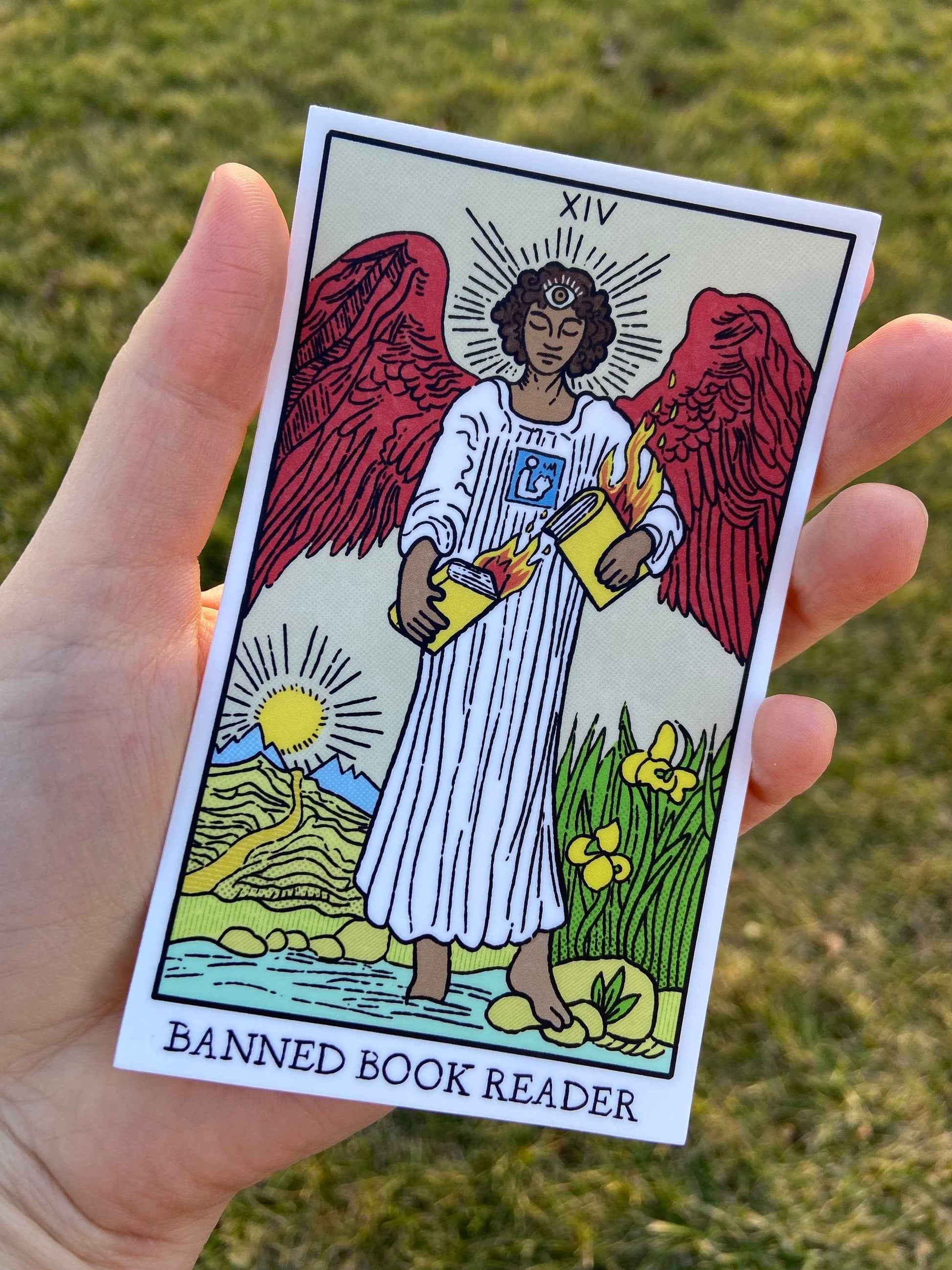 Banned Book Reader -- Oversized Giant Tarot Sticker