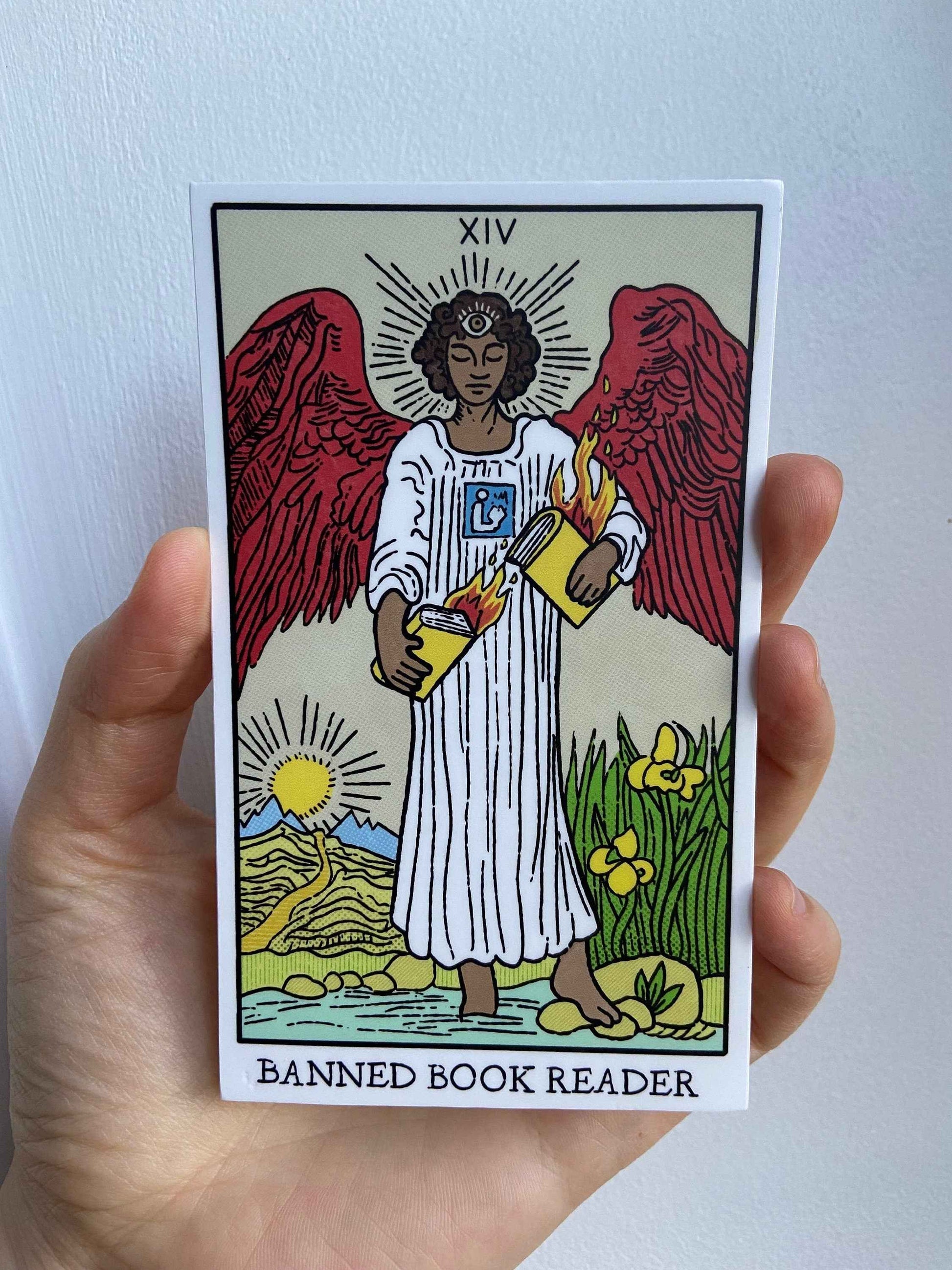 Banned Book Reader -- Oversized Giant Tarot Sticker