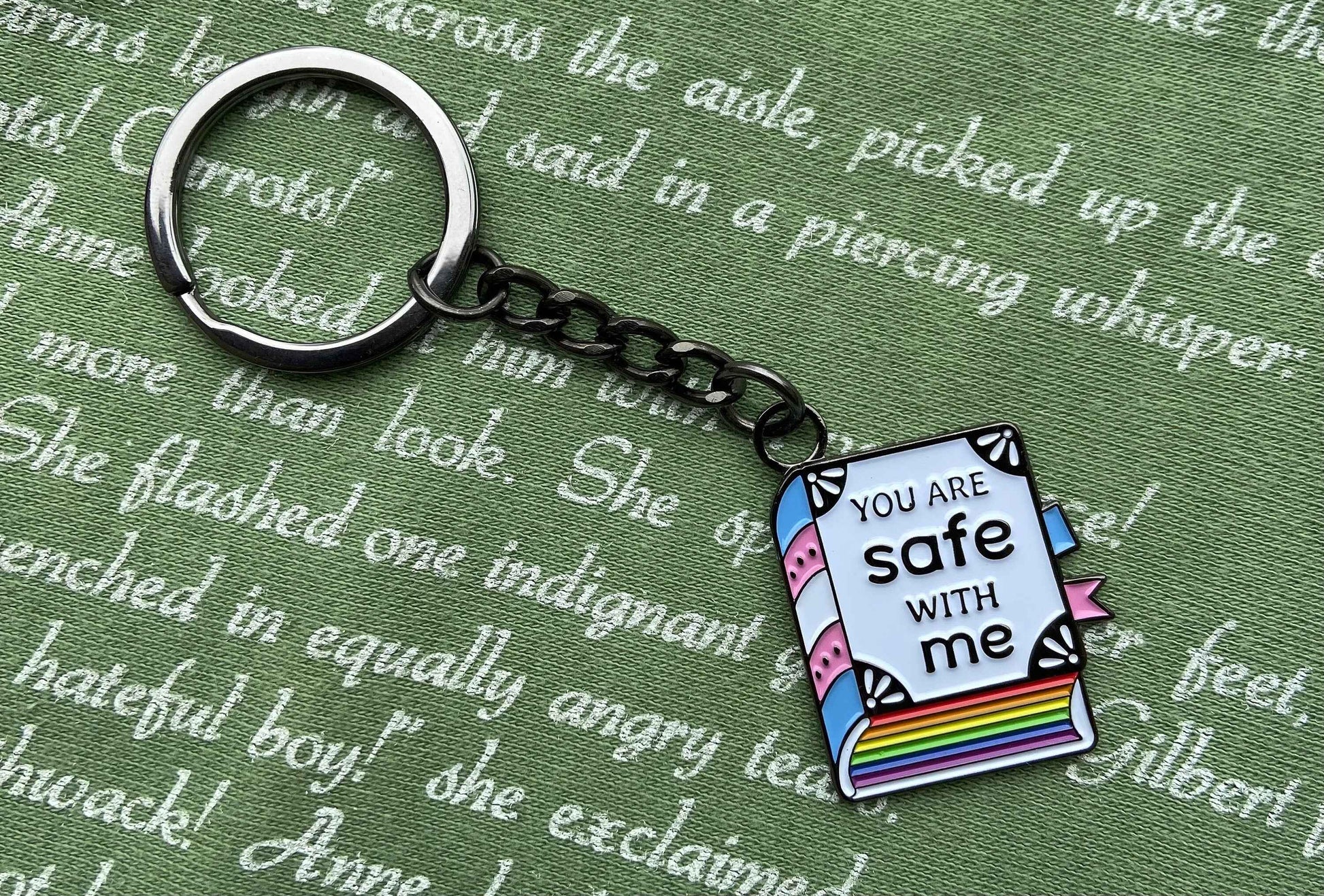 You Are Safe With Me /// Enamel Keychain | Librarian | Pride |