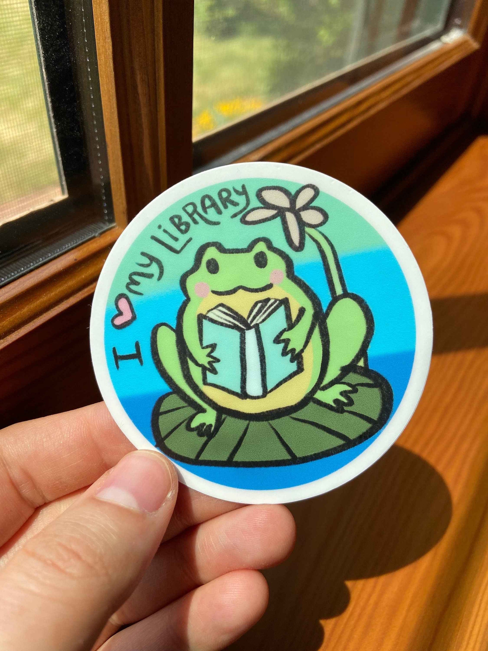 Frog Sticker || I love my library ||