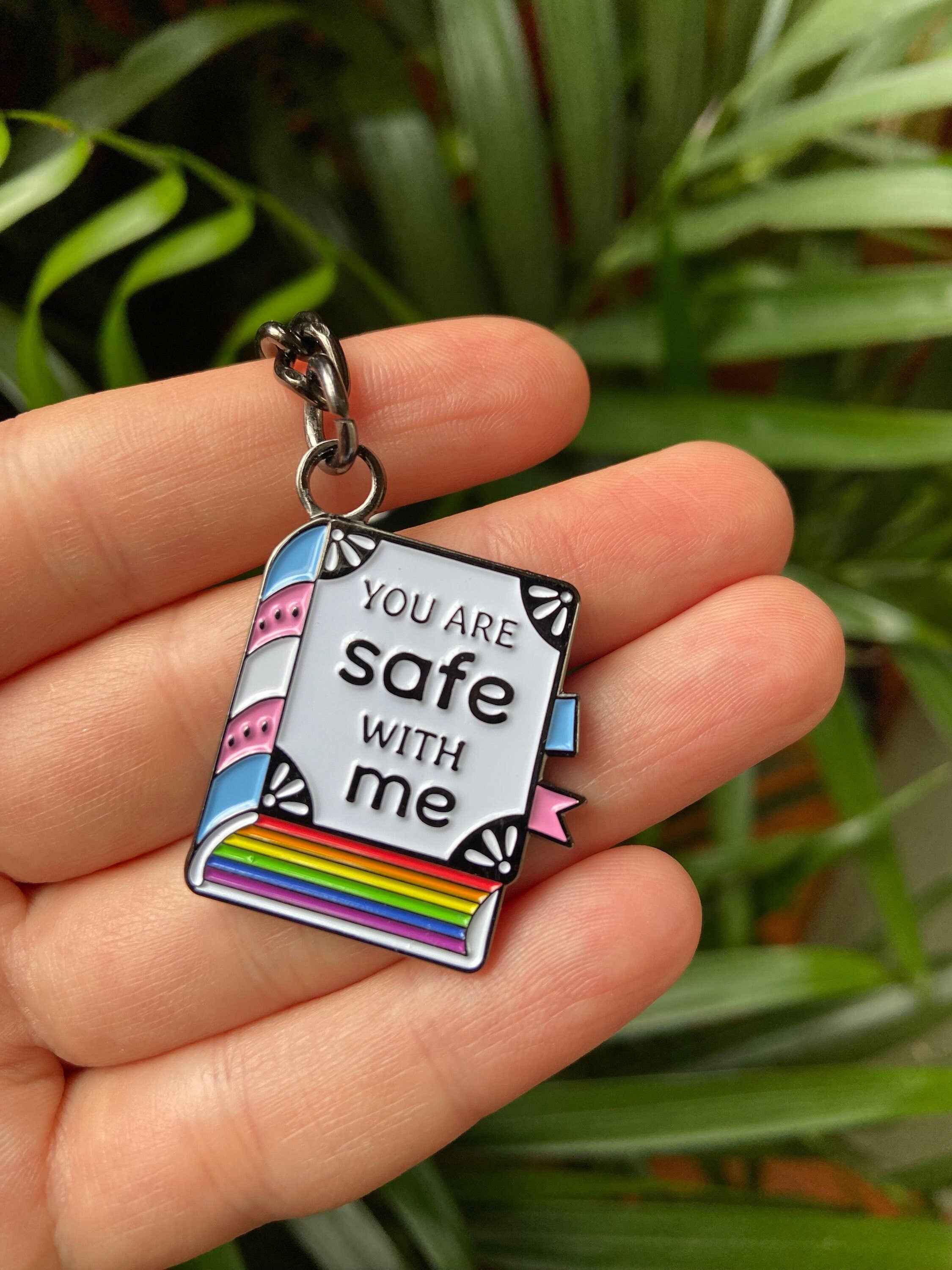 You Are Safe With Me /// Enamel Keychain | Librarian | Pride |