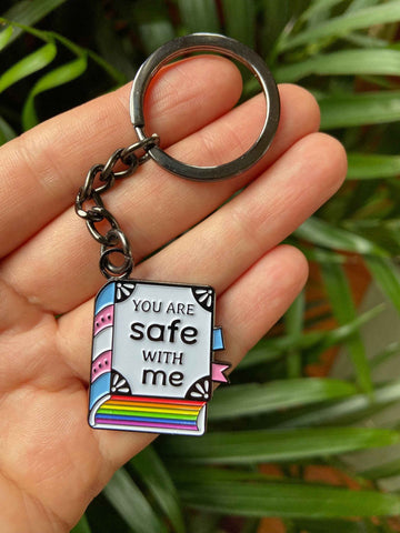 You Are Safe With Me /// Enamel Keychain | Librarian | Pride |