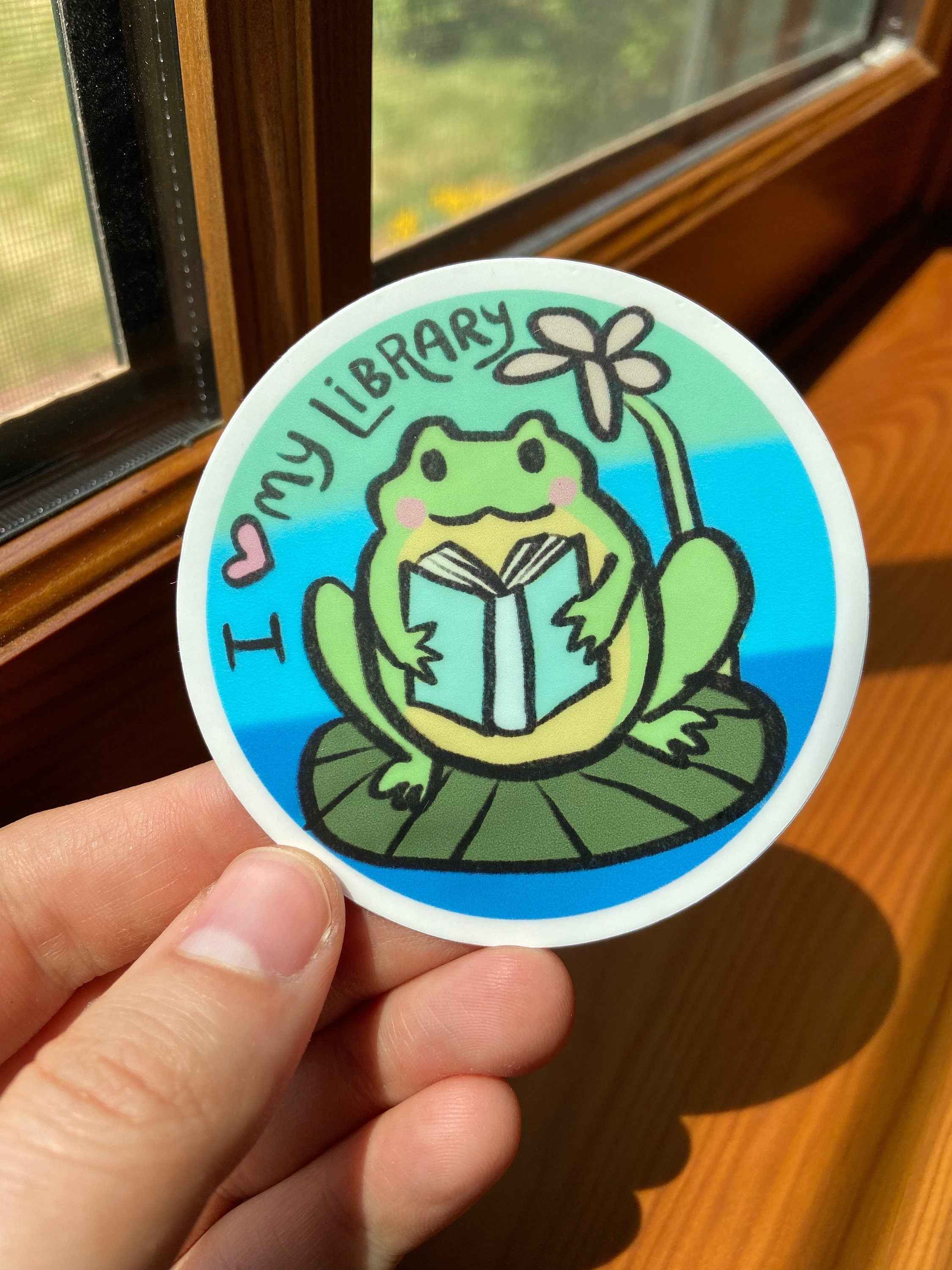 Frog Sticker || I love my library ||