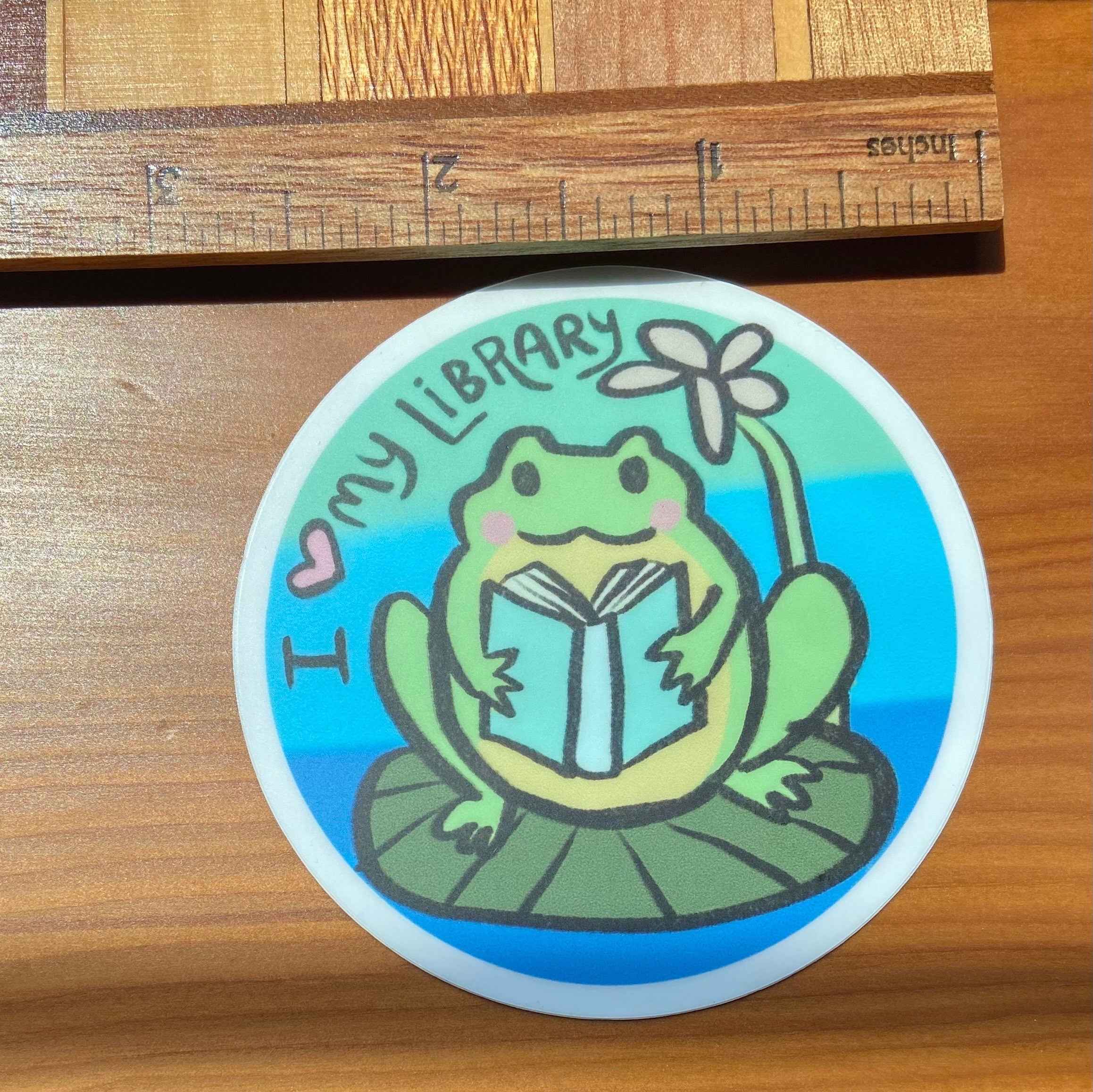 Frog Sticker || I love my library ||