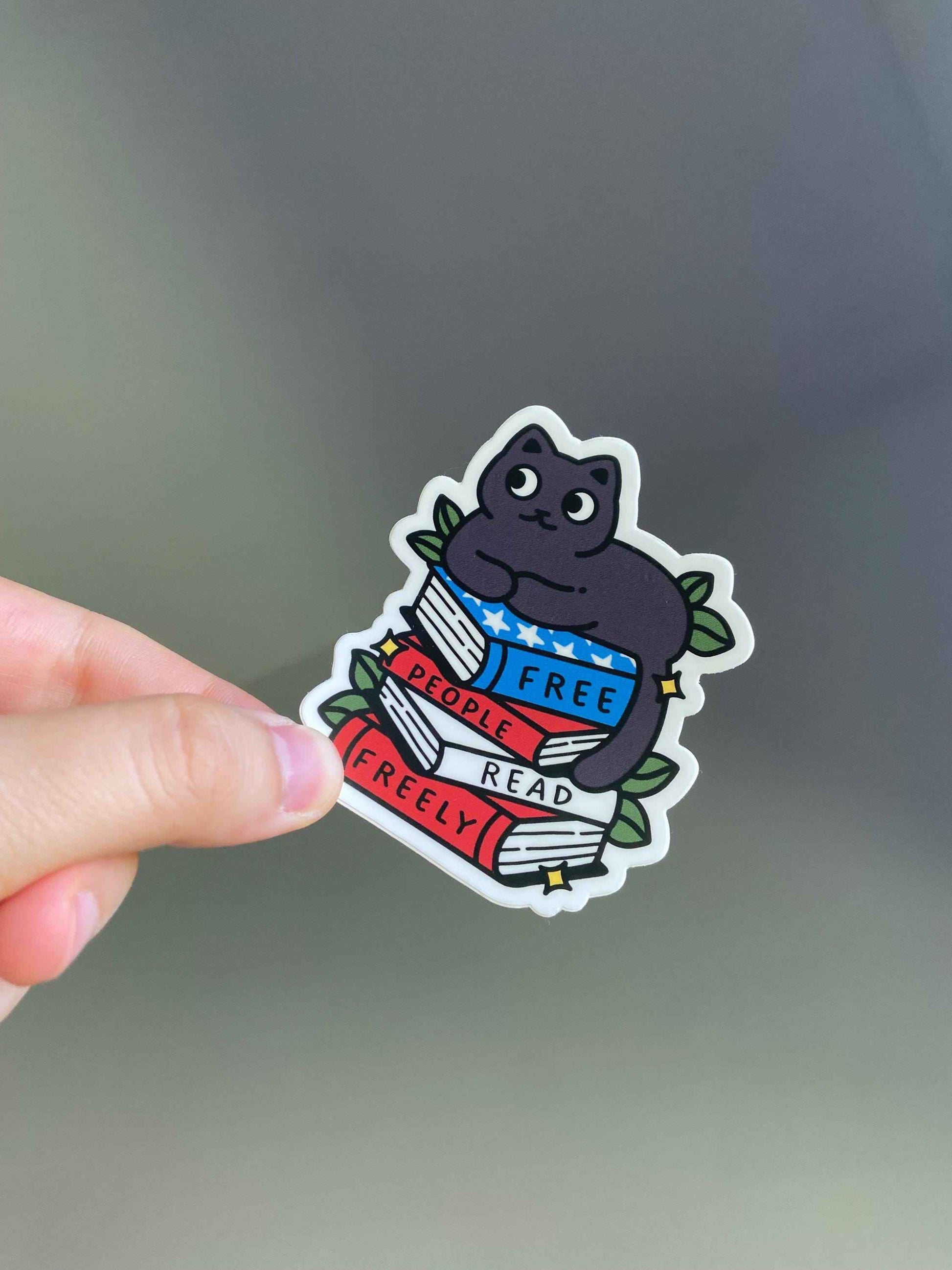 Free People Read Freely || Black Cat with Books (USA colors)