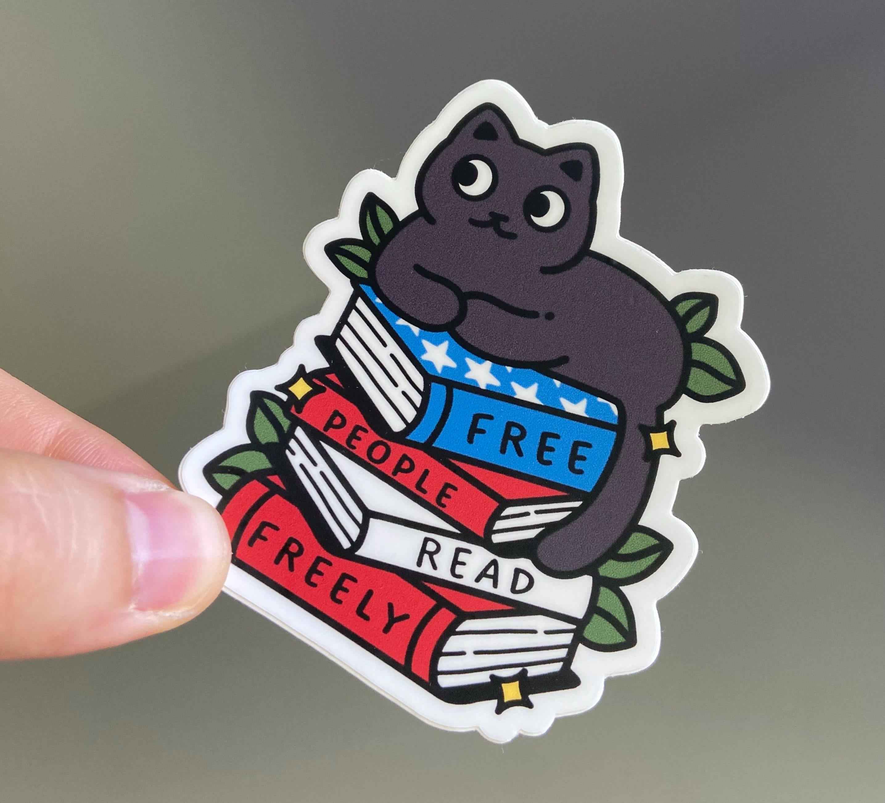 Free People Read Freely || Black Cat with Books (USA colors)