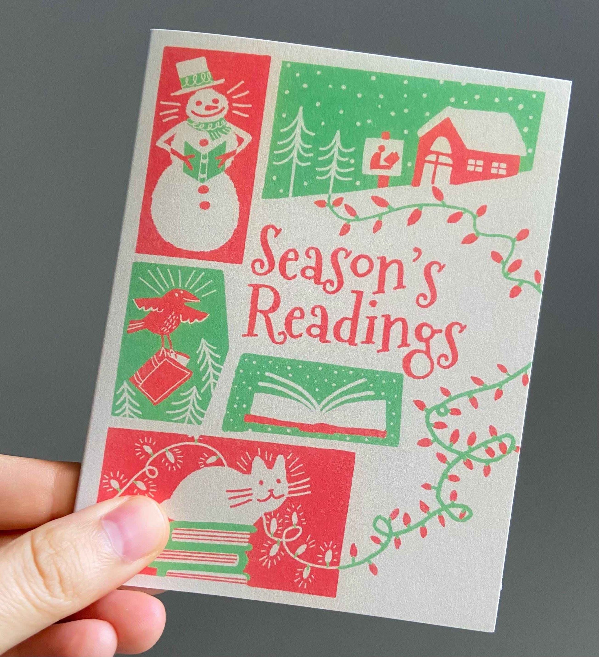 Seasons Readings (In stock) - holiday card for librarians/book lovers - Christmas