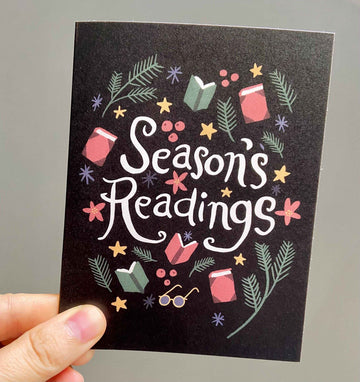 Seasons Readings (dark design) - holiday card for librarians/book lovers - Christmas