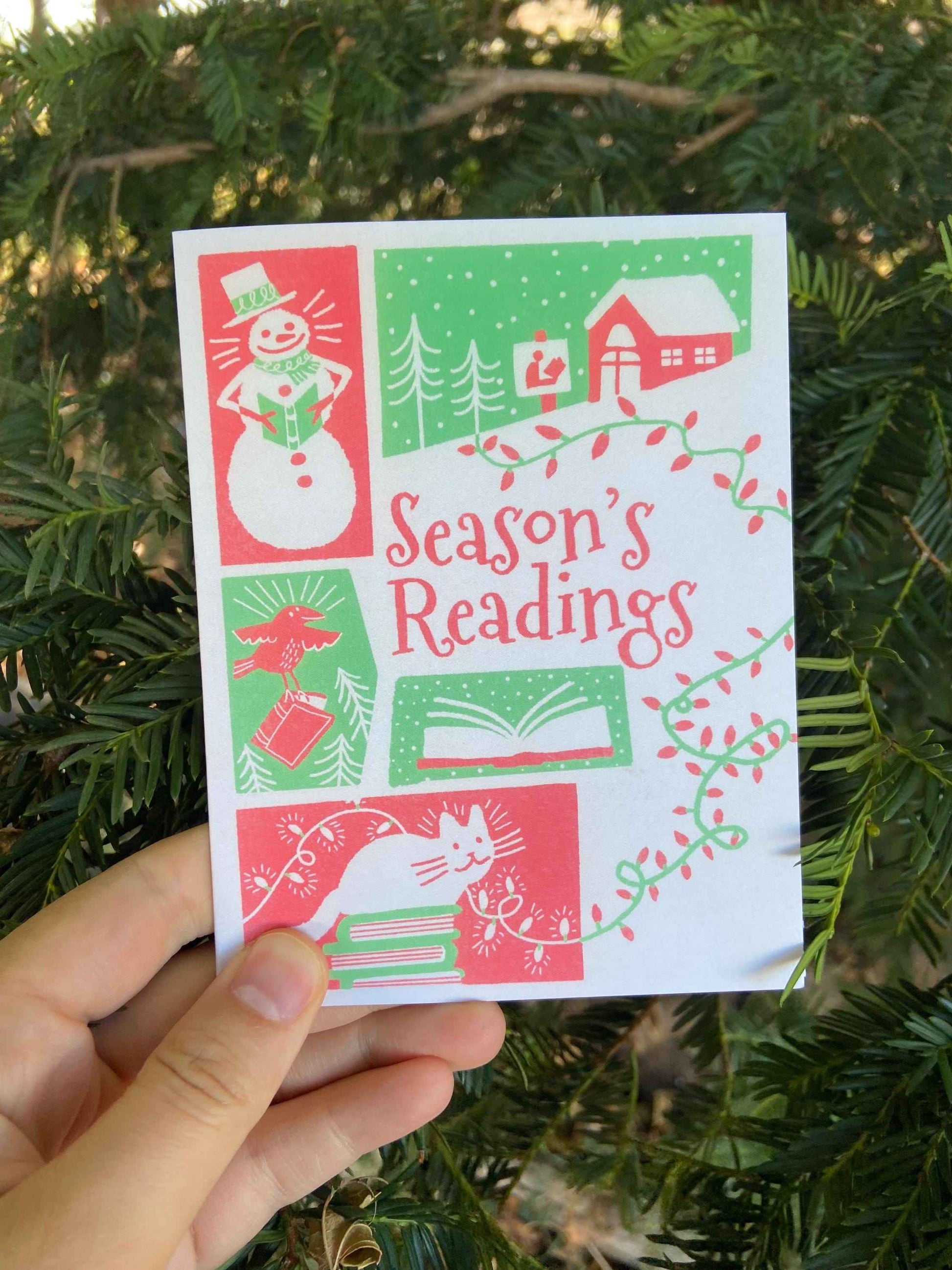 Seasons Readings (In stock) - holiday card for librarians/book lovers - Christmas